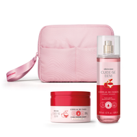 Combo Cuide-se Bem Cereja De Fases: Body Splash 200ml + Creme Relaxante Corporal 200g + Nécessarie Rosa
