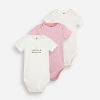 Kit de 3 bodies infantil de algodão estampado colorido