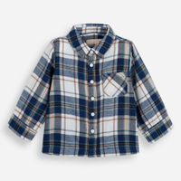 Camisa infantil com viscose manga longa xadrez azul