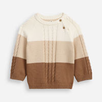 Suéter de tricot infantil texturizado e listrado bege