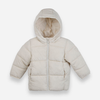 Jaqueta puffer infantil com capuz bege