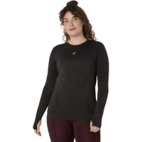 Camiseta ASICS Manga Longa Road Seamless - Feminino - Preto/Cinza