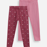 Kit de 2 calças legging infantil de algodão cerejas multicor