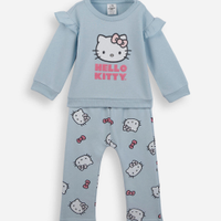 Conjunto longo infantil de moletom hello kitty azul