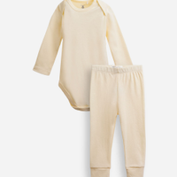 Conjunto body e calça infantil algodão essencial amarelo