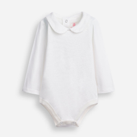 Body infantil gola peter pan com renda off white