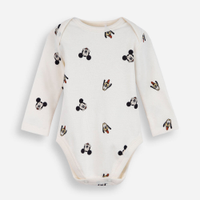 Body infantil de algodão mickey bege