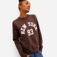 Blusão feminino de moletom felpado new york - marrom