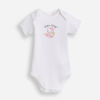 Body infantil de algodão manga curta hello kitty off white