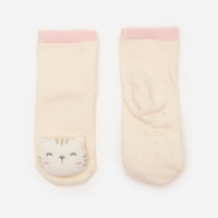 Meia infantil cano médio gatinho off white