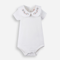 Body infantil de algodão com gola boneca off white