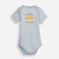 Body infantil de algodão manga curta estampado azul