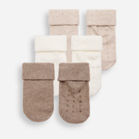 Kit de 3 meias infantis cano médio com antiderrapante colorida