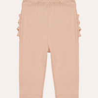 Calça infantil de algodão peruano com fru fru rosa