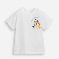 Camiseta de algodão infantil manga curta bluey off white