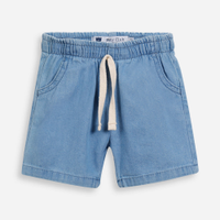 Short reto infantil jeans cós elástico azul