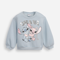 Blusão de moletom infantil stitch e angel azul