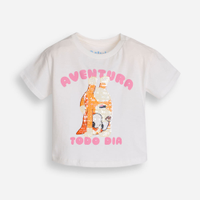 Camiseta de algodão infantil bluey com paetê off white