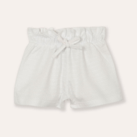 Short infantil cós com elástico texturizado off white