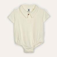 Body atoalhada com gola polo manga curta off white
