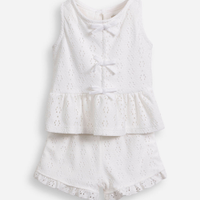 Conjunto infantil em malha laise off white