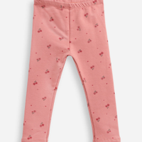 Calça legging infantil floral rosa