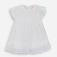 Vestido infantil manga curta poá off white