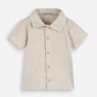 Camisa infantil de malha texturizada bege