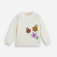 Suéter infantil de tricot bordado bege