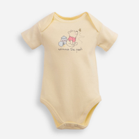 Body infantil de algodão manga curta ursinho pooh amarelo
