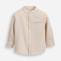 Camisa infantil manga longa gola padre bege