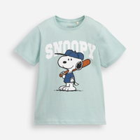 Camiseta de algodão infantil texturizada snoopy verde