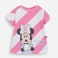 Camiseta infantil de algodão minnie listrada rosa