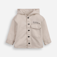Camisa infantil de sarja com capuz e bolso bege