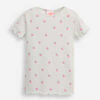 Blusa de algodão infantil moranguinho canelado verde