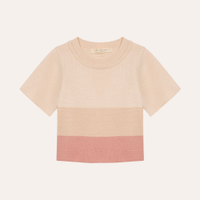Camiseta de tricot infantil manga curta listrada colorida