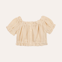 Cropped infantil de algodão texturizado bege