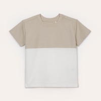 Camiseta infantil texturizada bicolor bege