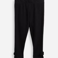 Calça legging infantil de algodão com laços canelada preta