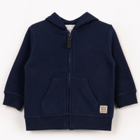 Blusão infantil de moletom com capuz e bolso azul marinho - azul marinho