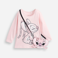 Blusa infantil manga longa angel algodão rosa