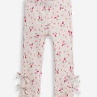 Calça infantil flare estampada com laços colorido