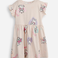 Vestido infantil de algodão gatinha marie bege