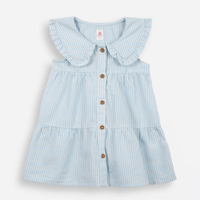 Vestido infantil de algodão listrado azul