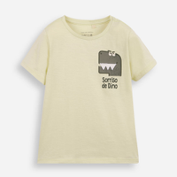 Camiseta infantil estampa interativo dino verde