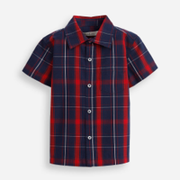 Camisa infantil manga curta xadrez vermelha