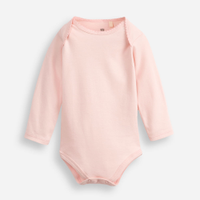Body infantil de algodão manga longa rosa