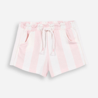 Short infantil de moletom listrado rosa