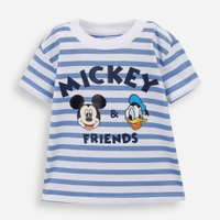 Camiseta infantil listrada mickey e amigos azul