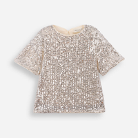Blusa infantil paetê com manga curta dourado